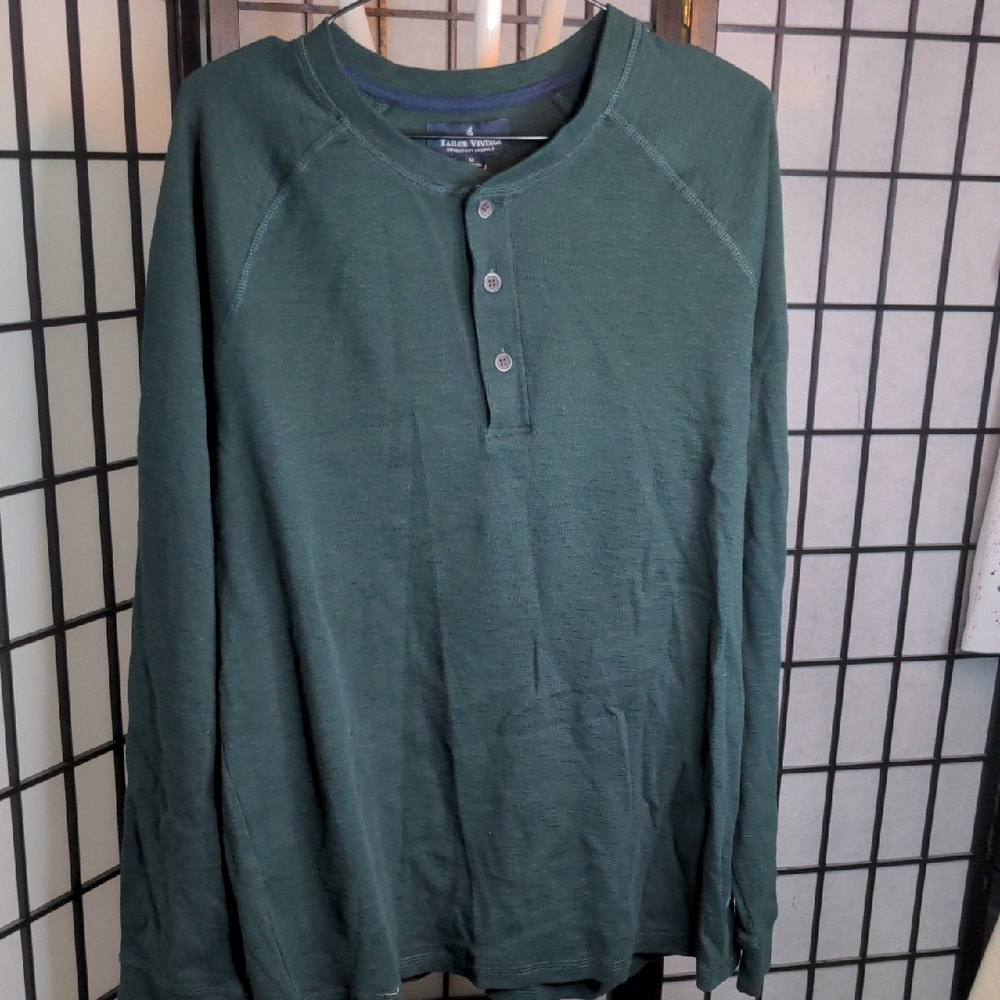TAILOR VINTAGE Green Men's Henley Shirt